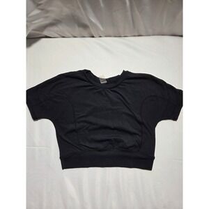 AS Revival Womens‎ Black Open Back Cutout Activewear Crop Top Gym Shirt Large